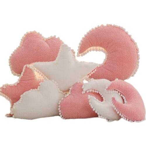 Cloud Plush Pillow Pink White Stuffed Soft Star Throw Pillow Moon Cushion Baby Kids Pillow Sofa Home Decor Girls Pillow &Cushion