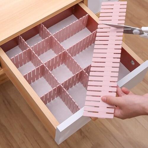 4pcs Adjustable Plastic Drawer Divider Free Combination Partition DIY Storage Shelves Household Space-saving Division Clapboard