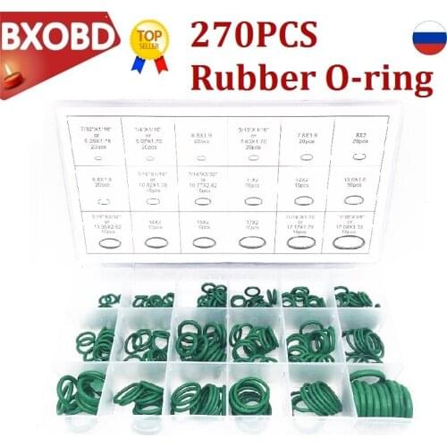 Rubber 270Pcs 18 Sizes O-ring Kit Green Metric O ring Seals Nitrile 270Pcs Seal O-ring Gaskets Set O ring Seals Rubber Orings