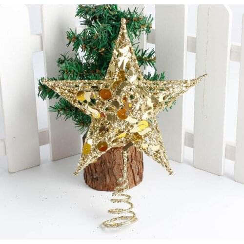 S/L Iron Christmas Star Ornaments Christmas Tree Topper Xmas Party Sequin Christmas Pentagram New Years Decor Estrella Navidad