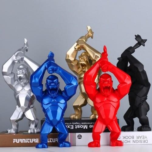 Nordic Resin Crafts Raise An Axe King Kong Gorilla Ornaments Home Living Room Office Wine Cabinet Creative Decorations