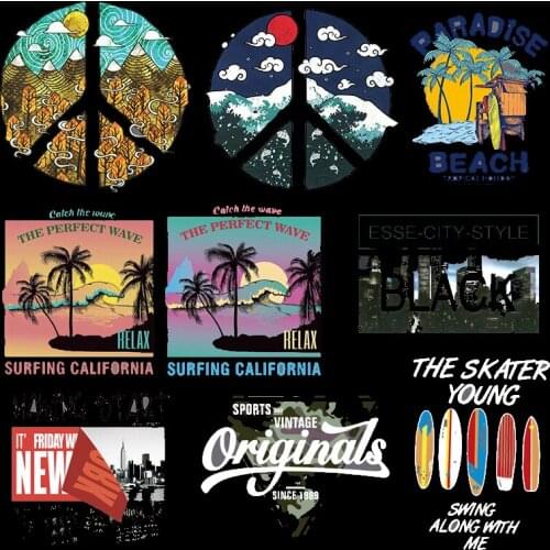 Landscape Iron on transfer landscape patches for Maldives holiday landscape surfboard thermal stickers heat transfer sticker