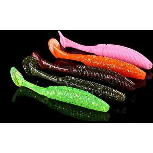 WALK FISH 6PCS/Lot T Tail Soft Worm 4.4g 75mm Paddle Tail Lure wobbler fishing soft lure for bass Fishing Bait Grub Swimbait