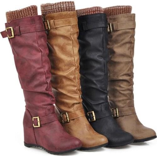 Shoes woman 2019 Fashion Women Western Cowboy Knee Boots Winter Warm Outdoor Punk Boots Zapatos de Mujer Dropship