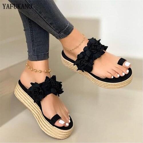2020 Woman Sandals Platform Flower Slippers Casual Beach Flip Flops Sandals Women Summer Sexy High Heel Sandal ladies