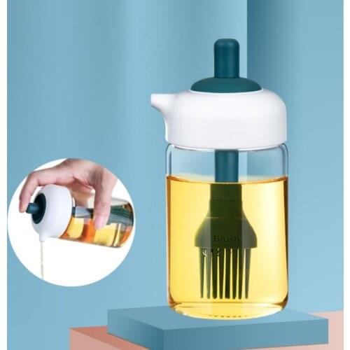 1Pcs Portable Silicone Oil Bottle With Brush Grill Oil Brushes Liquid Press Oil Bottle Kitchen Baking BBQ Tool Kitchen Tools