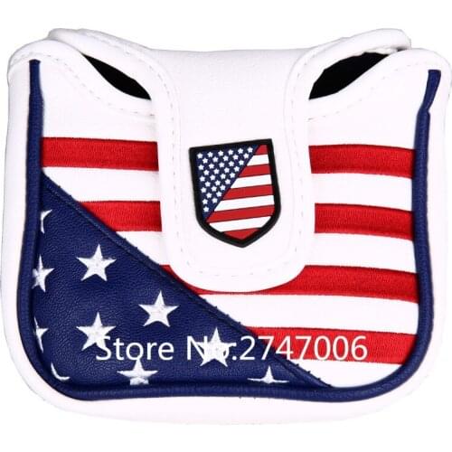 1pc/Pack High Quality Pu Leather Golf Square Mallet Headcover Embroidery Style USA Flag and Stars Patterns Putter Cover