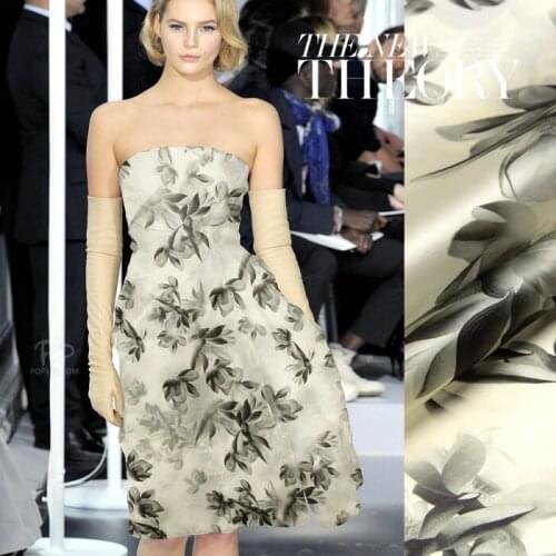135 cm wide silk organza fabric meter 14 mm printed chinese silk fabric micro-perspective dress fabric wholesale silk cloth