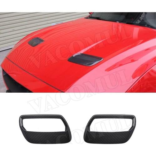 2Pcs / Set Carbon Fiber Car Hood Engine Air Vent Cover Trim for Ford Mustang 2018-2020 Engine Air Vent Outlet Cover Trim Car