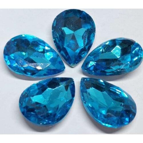 Turquoise blue Drops Crystal Glass Sewing Rhinestones Pointback DIY Wedding Dress and Bag 6*8 7*10 10*14 13*18 18*25 20*30 4*6