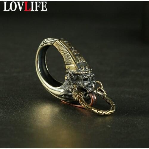 Retro White Brass Long Tongue Ghost God Keychains Pendants Jewelry Copper Punk Man Car Keyrings Lucky Key Holders Luxury Brand