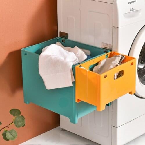 Household Wall Mounted Laundry Basket Collapsible Plastic Dirty Clothes Storage Box Folding Sundries Toy Organizer for