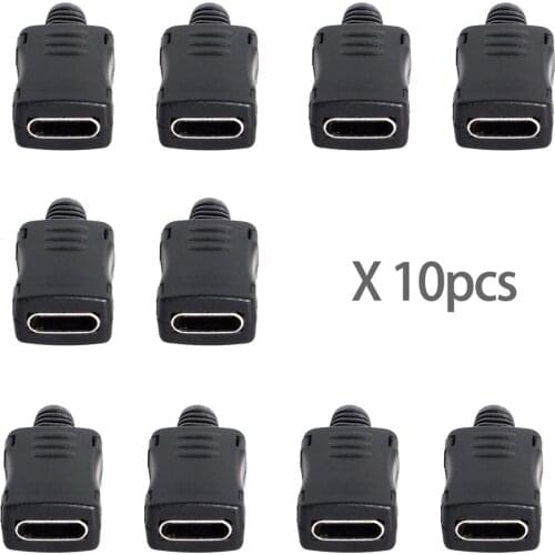 Chenyang 10set DIY 4pin USB 2.0 Type C Female Socket Connector SMT type with PC Board & Housing & 3.0mm SR