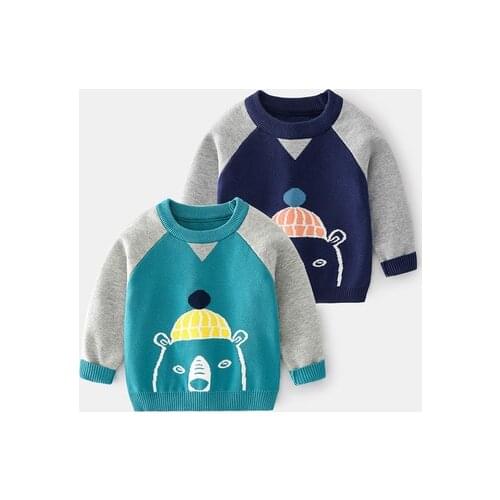 Childrens Sweaters 2021 Autumn Baby Boys Cartoon Sweaters Kids Knitted Pullovers Jackets Baby Boys Print Casual Sweaters 2-8Y