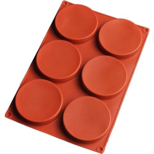 6-Cavity Large Round Disc Candy Silicone Mold Shallow Cylinder Cake Mold Silicone Classic Collection Mould Shapes Dropshipping
