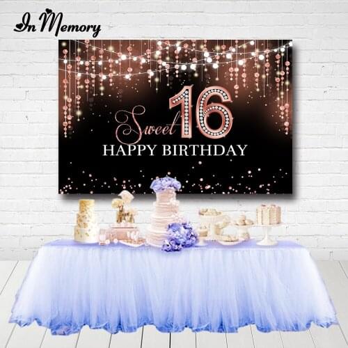 InMemory Photography Background Sweet 16 Girl Sparkling Diamond Birthday Party Decorate Photocall Photophone Photo Studio Custom