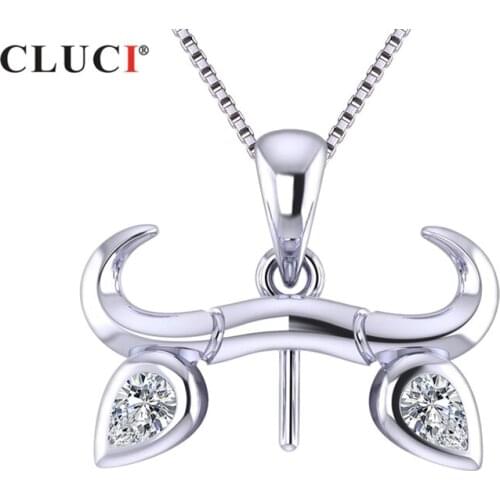 CLUCI 925 Silver Bull Horn Shaped Women Pendant Classic Necklace Pendant Setting for Women 925 Sterling Silver Pendant SP398SB
