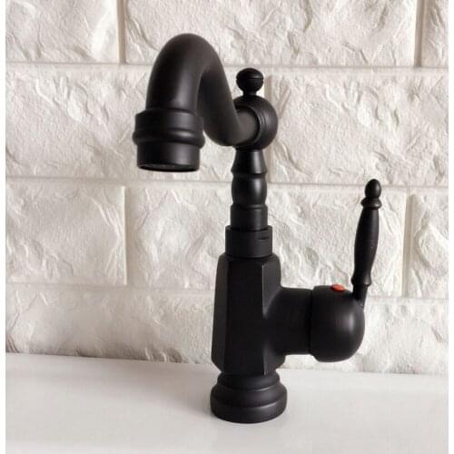 Black Oil Rubbed Brass Swivel Spout Single handle Lever Kitchen Bar Bathroom Vessel Sink Basin Faucet Mixer Tap anf353