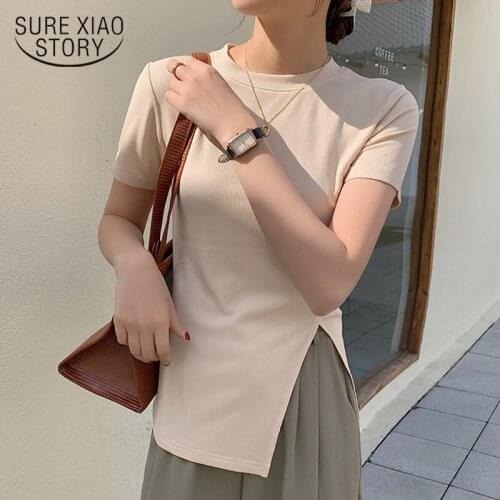 Summer Casual O Neck Shirt Women New Fashion Knitted Short Sleeve Tshirt Women Solid Color Female Clothing Blusas Mujer 13435