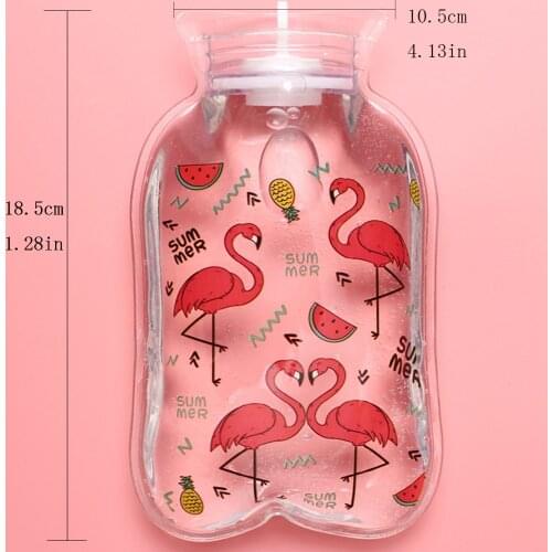 Cute Transparent Flamingos Hot Water Bags Warm Belly Treasure Cartoon Hand Warmer Filled Mini Explosion-Proof Portable JU0024