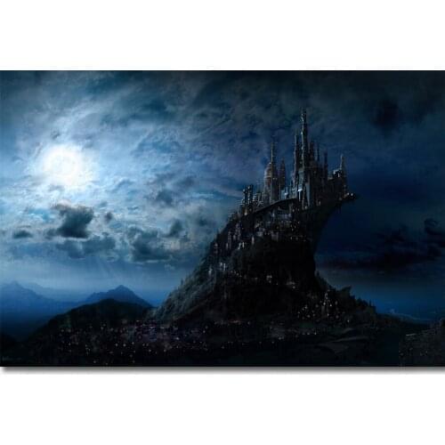 Moonlight Magic School Castle Wall Art Picture Posters Canvas Art Prints Wall Paintings for living room Decor