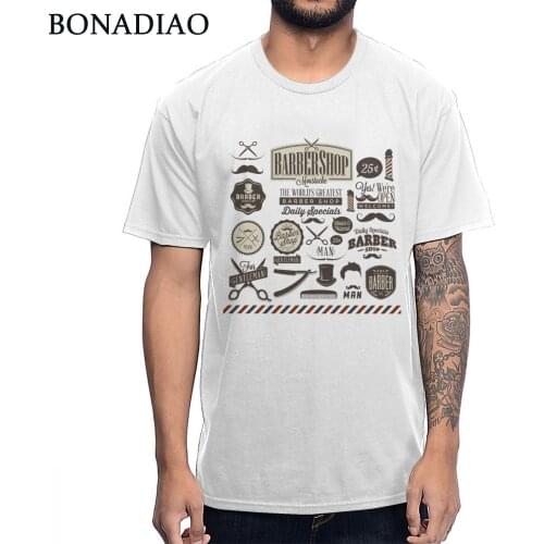 Mans Rock Roll Barber Shop Straight Razor Scissors Shaving Beauty Parlour Barbershop Tee Round Neck Natural Cotton Amazing Tee