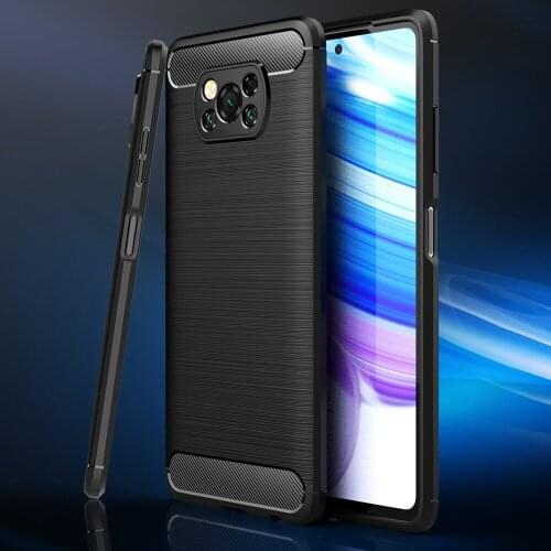 POCO X3 Soft Case For Xiaomi POCOPhone X3 NFC Case Silicone Carbon Fiber TPU Cover bumper For POCO Phone X3 Shell Case Capa Bag