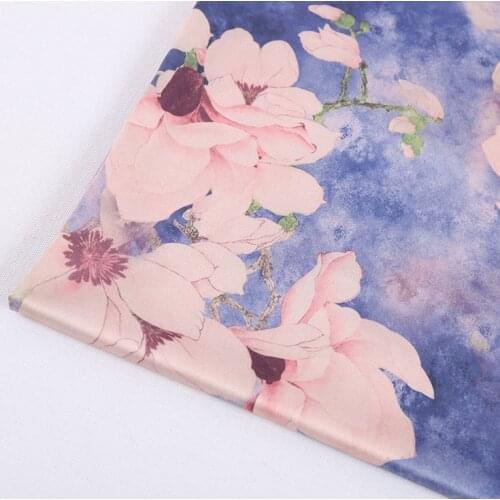 Mylb flowers satin print cloth soft polyester charmeuse vintage fabric