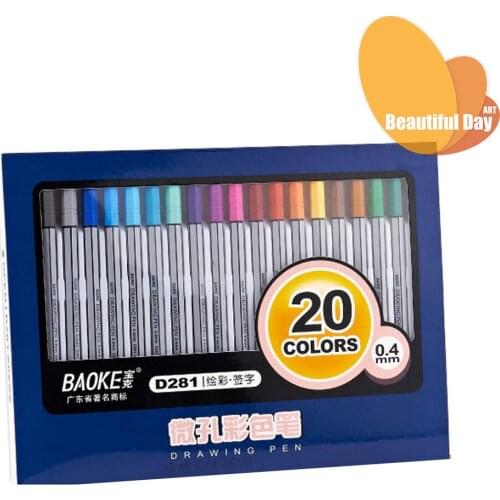 New Arrival,BaoKe colorful micron fiber pen,fineliner 20colors/box