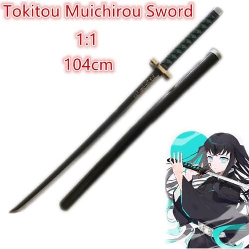 1:1 Tokitou Muichirou Sowrd Demon Slayer Sword Weapon Cosplay Kimetsu no Yaiba Ninja Knife Prop Model Toy 104cm