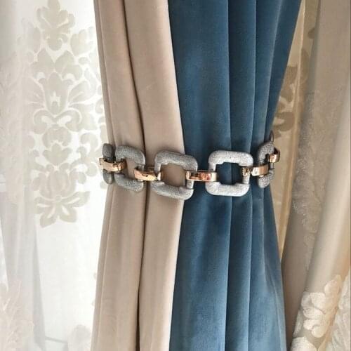 One pair tieback Simple modern creative curtain decoration accessories geometric buttons chain strap hook punch tie tape M256