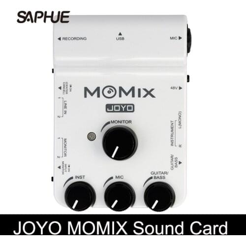 JOYO MOMIX Portable Sound Card Mixer for Recording Live Streaming Phone Live Guitar/Bass Input Dual Monitor Condenser Microphone