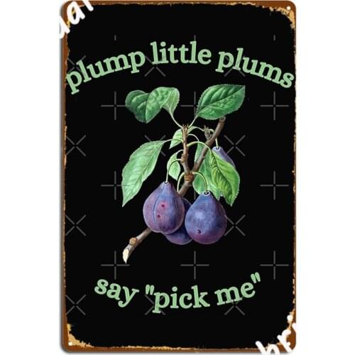 Plump Little Plums Design In Light Green Print Pattern Metal Plaque Poster Mural Painting Cinema Printing Tin Sign Poster