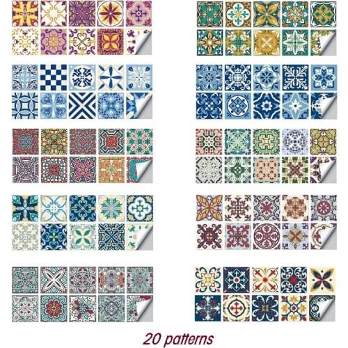 20 Kinds of Colorful Ethnic Style Home Landscaping Decoration Self-adhesive Tile Wallpaper Waterproof and Antifouling