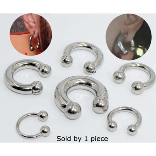 1 Piece Earring Helix Piercing Stainless Steel Horseshoe Ring Nipple PA Piercing Silver Color
