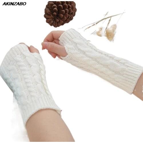 Stylish Hand Warmer Winter Gloves Women Arm Crochet Knitting Hollow Heart Womens Mittens Warm Thermal Wool Fingerless Gloves