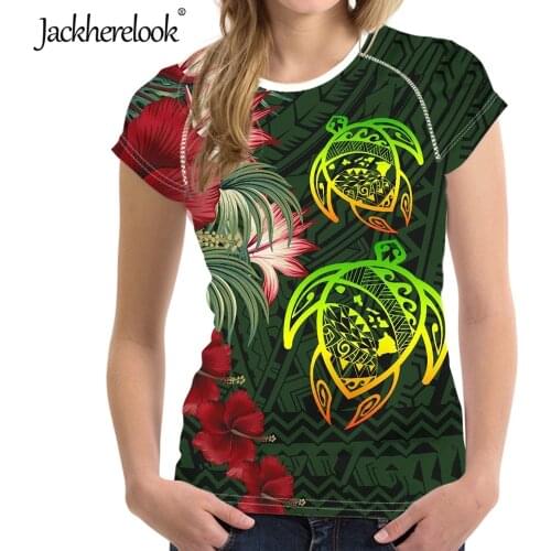 Jackherelook Loose T Shirt Hawaiian Turtle Samoan Polynesian Brand Design Harajuku Top Tee Short Sleeve Tshirts for Ladies Shirt