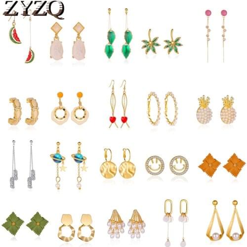 ZYZQ S925 Needle Korean Version Of The Forest Tassel Earrings Wild Geometric Earrings Long personality Earrings
