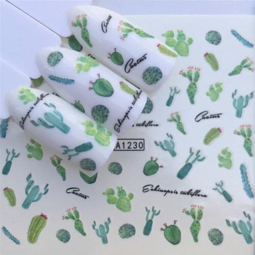 1 Pcs Hot-selling Cactus Fleshy Plant Fashion Nail Paste Series Nail Art Water Transfer Stickers Full Wraps Tips DIY A1230