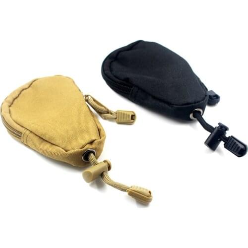 1PC Portable Tactical Nylon Mini Key Change Purse Wallet Bag Outdoor Travel EDC Key Pouch Card Bag With Inner Stainless Ring