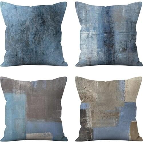 4 PCS Abstract Painting Pillowcase Linen Pillow Cover Home Decor Square Cushion Cover Printing Pillow Case
