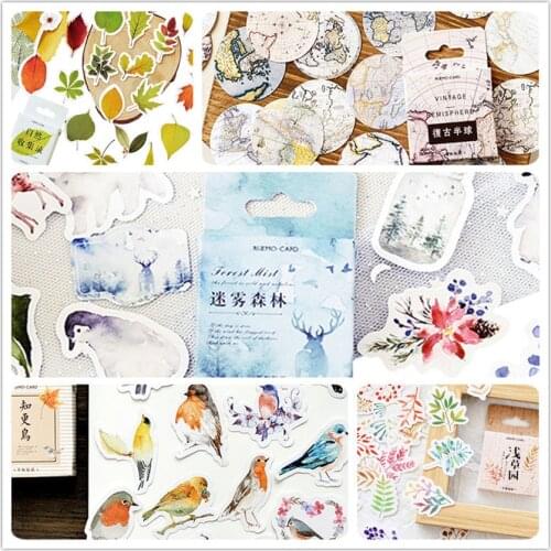 46pcs/pack Kawaii Cute Cartoon Paper Decorative Stickers DIY Adhesive Stickers Scrapbooking School Supply 38 Styles Can Choose