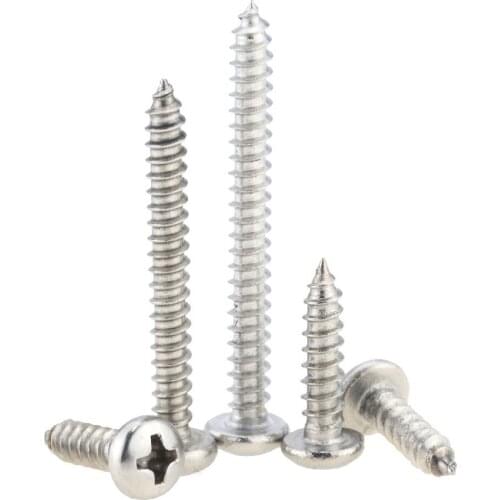 5PCS M3.9*6.5-60 9.5 12 25 30 35 40 45 50 55 Small 304 Stainless Steel Cross Phillips Pan Round Head Self Tapping Screw M3.9x6.5