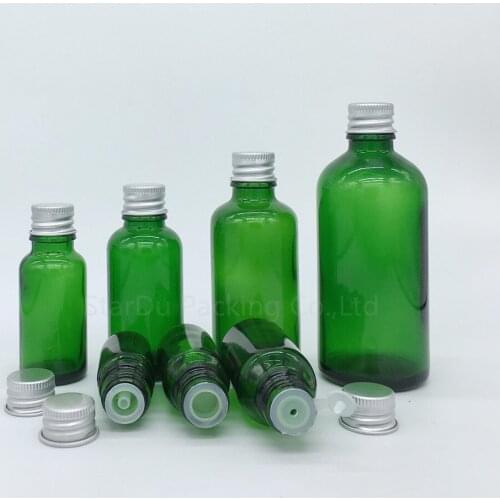 500x 5ml-100ml Green Glass Bottle Vials Essential Oil Bottle with cap plug Perfume bottles