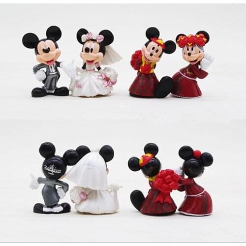 7 cm Minnie Mickey Mouse marry Action disney China red dolls kids Toy Figures wedding present kids gift toys for children