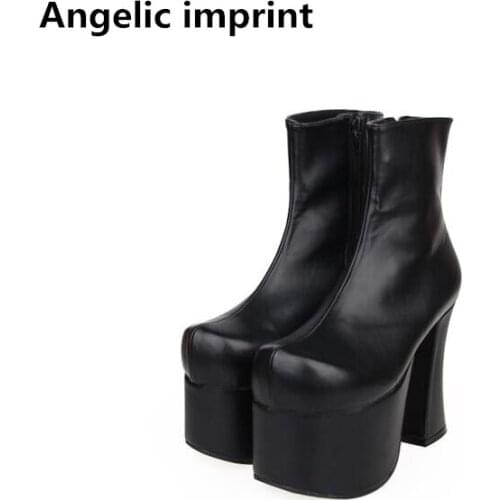 Angelic imprint mori girl Women motorcycle punk ankle boots lady high heels lolita shoes woman princess dress party pumps 12.5cm