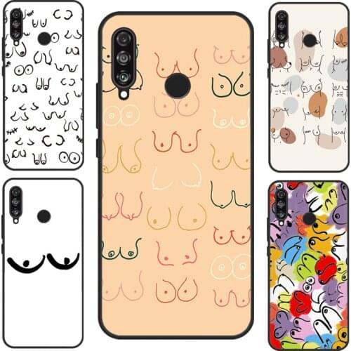 Geometric Beautiful Boobs Art Case For Huawei P30 Lite P40 P20 Pro P Smart Z 2019 2021 Nova 5T Honor 10 Lite 8X 9X 10i