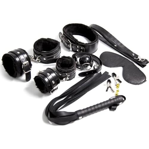 Black Plush Cover Spanking Adult Set 7 Piece Set Leather Red Seven Piece Set Double Bell Spanking Whip