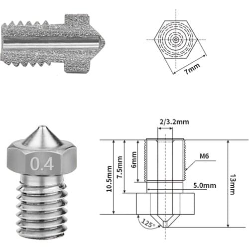 3D Printer Nozzle, 7 Pieces Stainless Steel Printer Nozzles 0.2 MM, 0.3 mm, 0.4 MM, 0.5MM, 0.6 MM, 0.8 MM, 1.0MM Extruder Nozzl