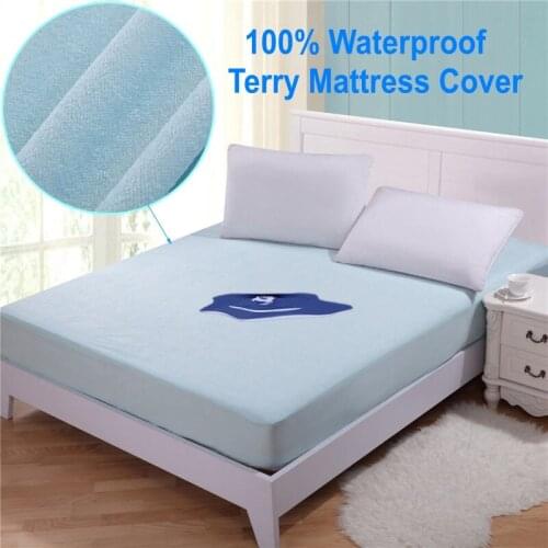Cotton Terry Mattress Cover Bed Pad Mattress Protector Waterproof Fitted Sheet Breathable Anti-Mite Bed Bug Hypoallergenic